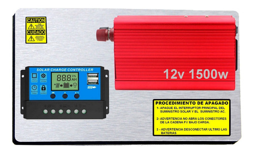 Imagen 1 de 8 de Tablero Aluminio Inversor 1500w Onda Modificada Reg 30a