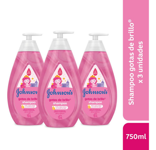 Pack Shampoo Para Niños Johnson's® Gotas De Brillo 750 Ml X3