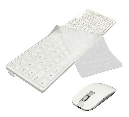 Teclado Branco + Mouse Slim Sem Fio Computador Wireless