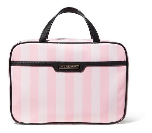 Bolsa Victorias Secret Maleta Viagem Maquiagem Listrada Rosa