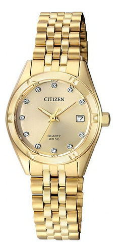 Reloj Citizen Quartz Analog Eu605253p Mujer Color De La Malla Dorado Color Del Bisel Dorado Color Del Fondo Dorado