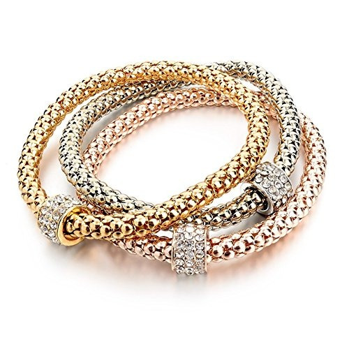 Long Way 3pcs Chapado En Oro Plateado Charm Bracelet Women L Long Way 3pcs Chapado En Oro Plateado Charm Bracelet Women L