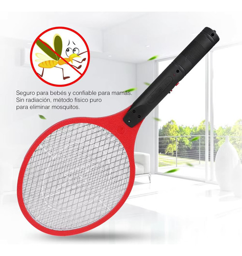 Raqueta Eléctrica Mata Mosquitos Recargable Con Enchufe