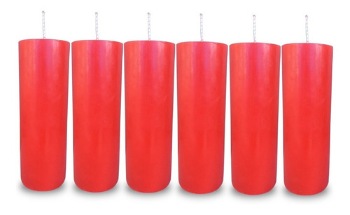 Kit 6 Velas Votivas 7 Sete Dias Colorida Vermelha