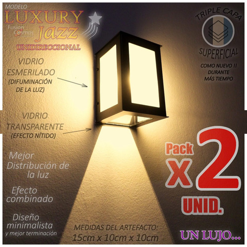 Farol Exterior Y Difusor Combinados C Lampara Led 6w Pack X2