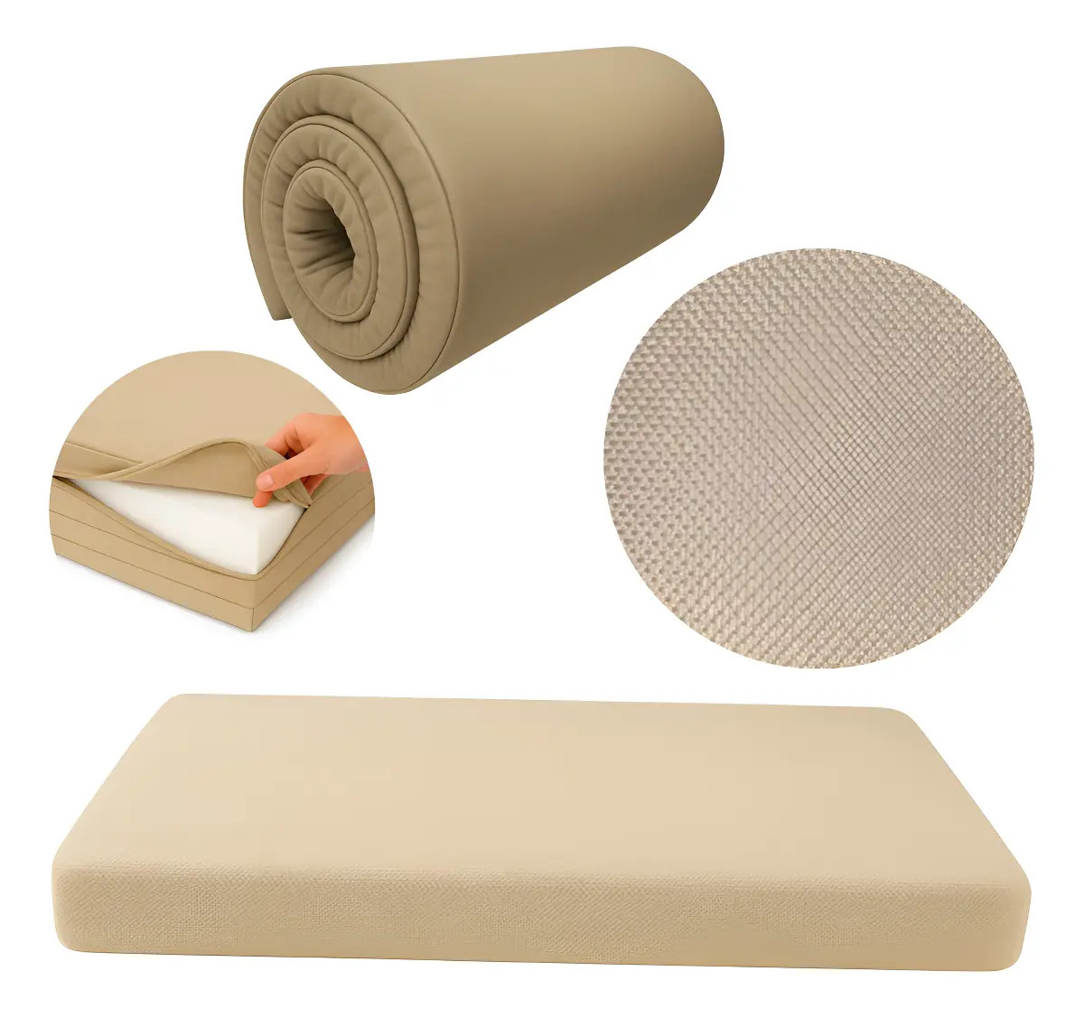 Colchón-colchoneta Individual 190x100x10cm Impermeable Color Beige