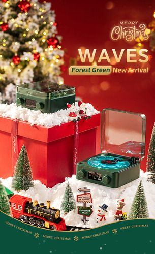 . Altavoz Retro De Vinilo Con Reproductor De Discos Waves