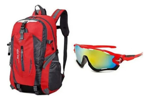 Mochila De Montañismo Impermeable Y Lentes Deportivas