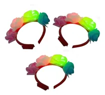 Comprar 3 Vinchas Flores Luminosa De Goma Eva, Vinchas Luminosas Mulricolor