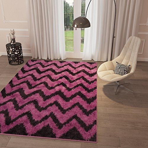 Alfombra Chevron Rosa Zig Zag Shaggy