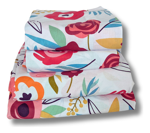 Juego De Sábanas Rebeca Algodón 200 Estampada - King Size Color Flora Diseño De La Tela Estampado