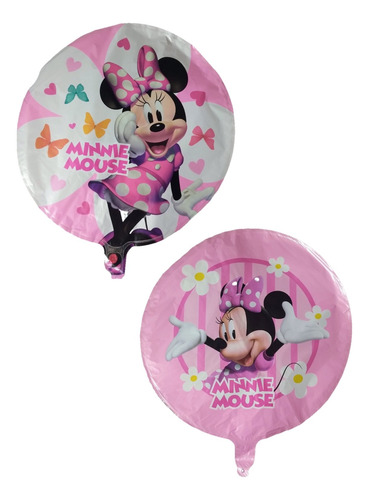 2 Globos Minnie Mouse Redondo Apto Aire Ó Helio 