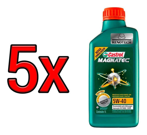 Oleo Castrol 5w40 Acea A3 B4 Magnatec Sintetico 5x 3418456