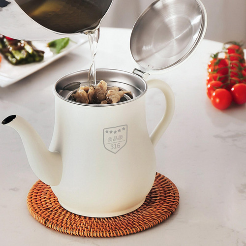 Stainless Steel Oil Filter Pot With Lid Storage Pot 1500ml