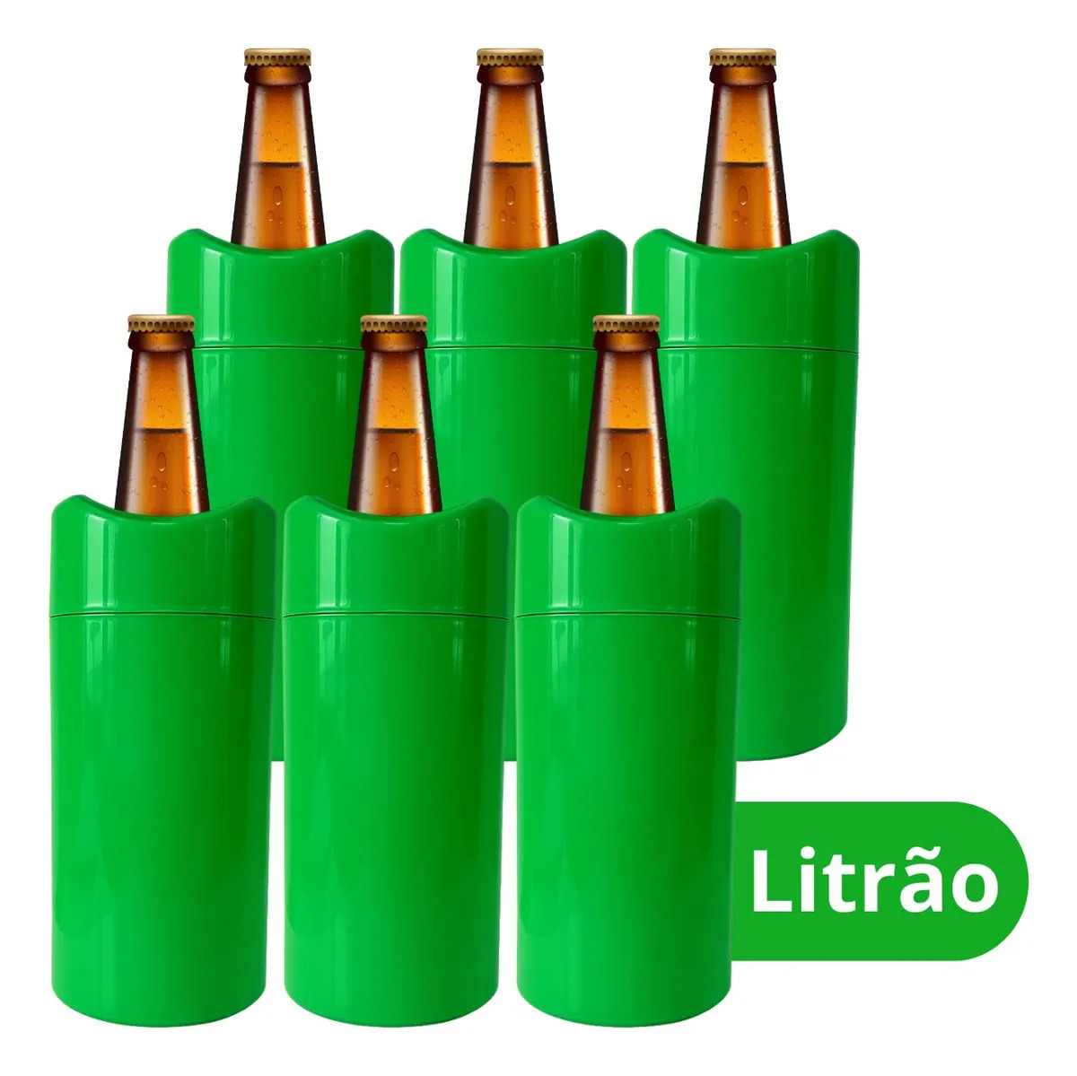Camisinha de Cerveja 1 Litro Litrão Com Isopor Kit 6 Unidades Verde