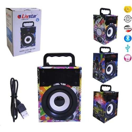 Caixa De Som Bluetooth Com Led Globo Festa Radio Sd Usb