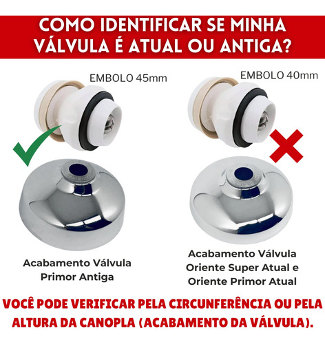 Pistao De Válvula Descarga Oriente Antiga 45mm Reparo Embolo