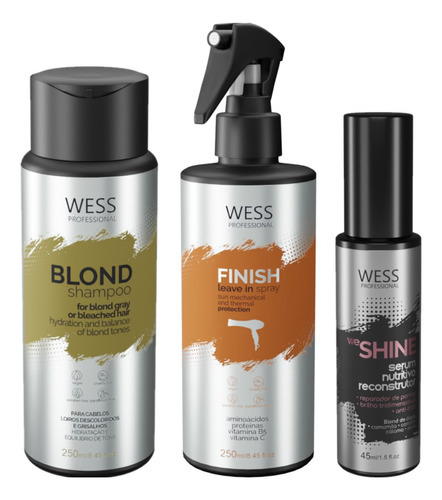 Kit Wess Blondsh 250ml + Finish 250ml + We Shine 45ml