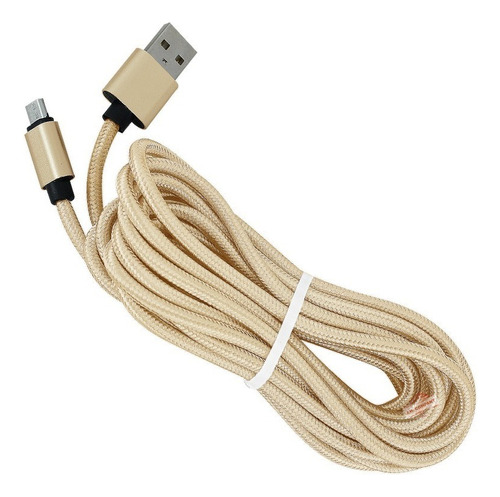 Cable Usb Reforzado Metálico Carga Rápida 3m V8 A-40 Color Dorado