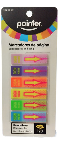 Separadores O Marcadores De Paginas En Flechas Colores Neón