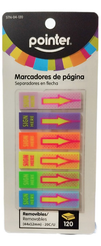 Separadores O Marcadores De Paginas En Flechas Colores Neón 