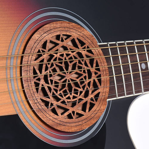 Cubierta De Agujero De Sonido De Madera Para Guitarra, Bloqu
