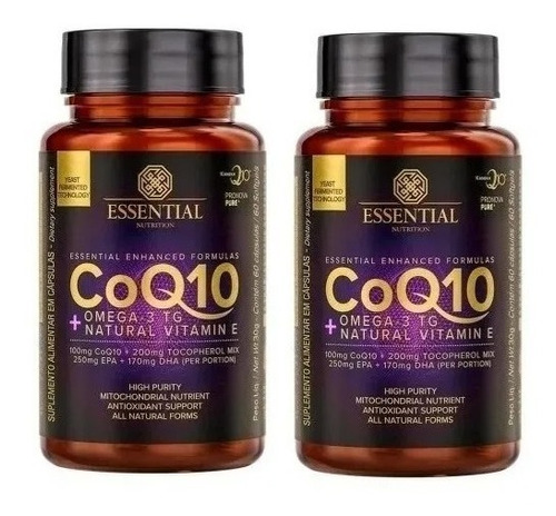 Kit 2x Coenzima Q10 Coq10 + Ômega3 Tg - Essential Nutrition