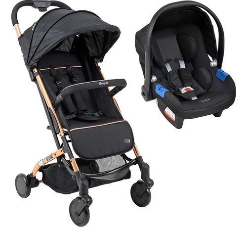 Carrinho Zap Preto E Cobre Com Bebê Conforto - Burigotto