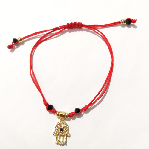 Pulsera Ajustable Hilo Rojo+ Dije Mano De Fatima Goldfield 