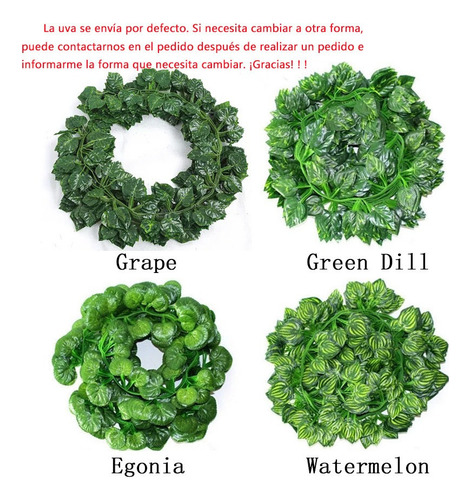 12 Tiras Plantas Artificiales Begonia Hiedra 2.4m² Decoració