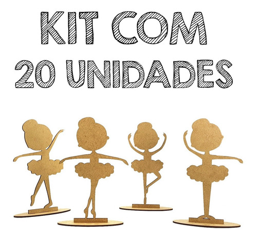 20 Bailarina Infantil Mdf Crú Lembrancinhas 20 Cm Altura R68