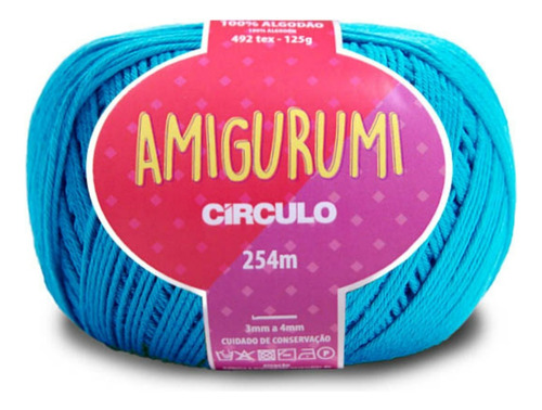Linha Fio Amigurumi Círculo 254m 100% Algodão - Trico Croche Cor TURQUESA 2194