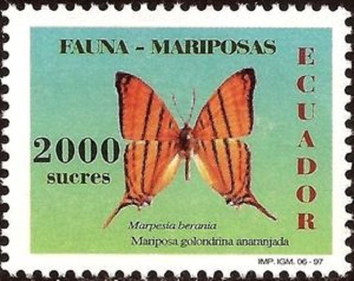 Estampillas Ecuador 1997 - Mariposa Alas De Daga Ambar
