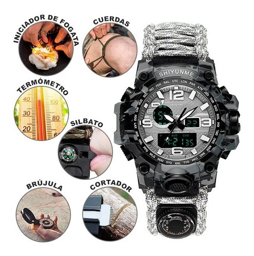 Reloj De Supervivencia Táctico Paracord, Brújula Y Silbato