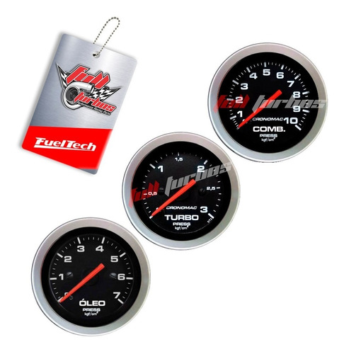 Imagem 1 de 2 de Kit Manômetro Combustível + Óleo + Turbo Sport