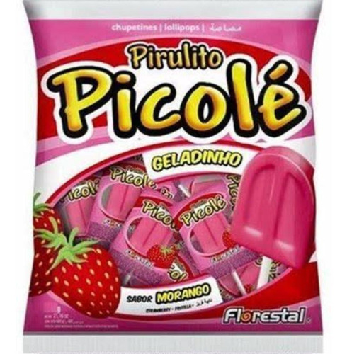 Pirulito Picolé Geladinho Pacote 550gr Sabor Morango