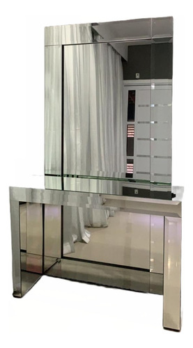 Aparador Espelhado 130x80x35 Cm Frente Bisotê