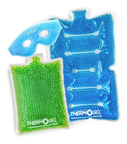 Imagen 1 de 10 de Kit De Compresas G M Y Antifaz Azul De Perlas Uso En Frio