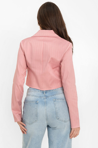 Blazer Corto De Rayas Con Lazos Frontales High Street