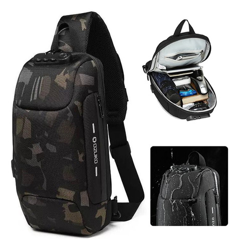 Bolso Bandolera De Viaje Con Carga Usb For Hombre, Antirrob