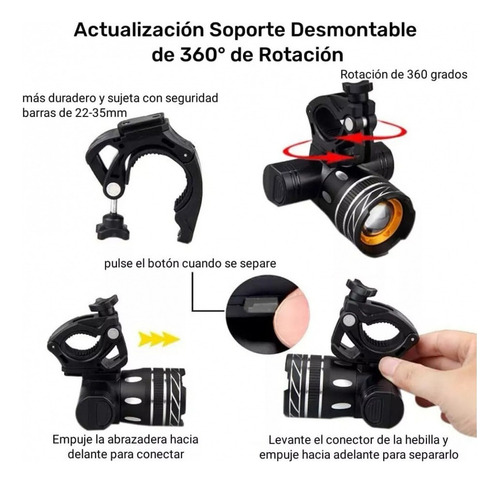 . Lámpara Led Recargable 6000 Lm Impermeable For Bicicleta