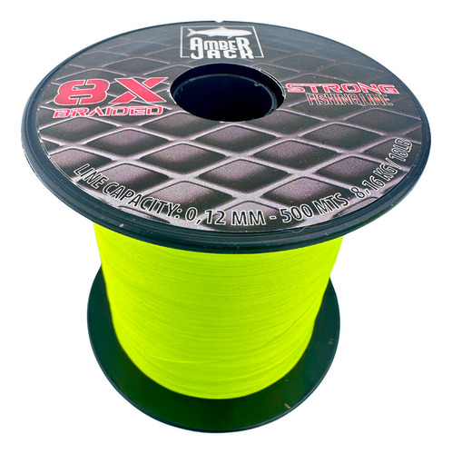 Multifilamento Amberjack 8x Bobina 500 Mts Todas Las Medidas Color Amarillo 0.12 mm - Resistencia 8.16 kg - 18 lbs