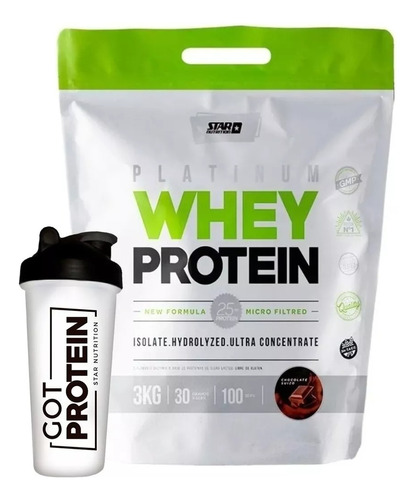 Platinum Whey Protein 3kg + Vaso Got 600ml Star Nutrition 