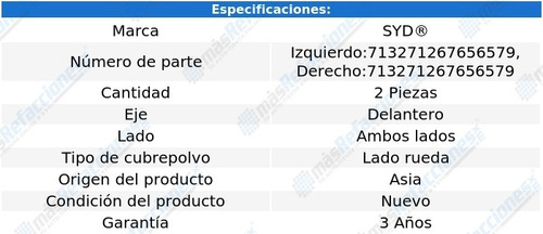 Par Cubre Polvos Lado Rueda Delanteros Audi A4 11-16 Syd