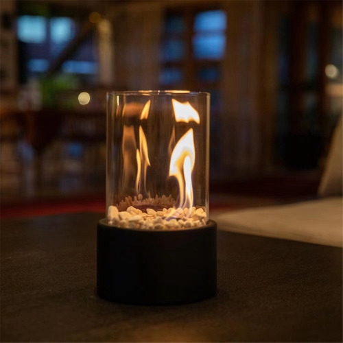 Lámpara De Chimenea Con Alcohol, Cristal De Acero Inoxidable