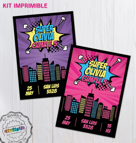 Kit Imprimible Personalizado Supergirls, Superheroes