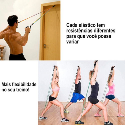 Imagem 4 de 8 de Kit 11 Elastico Extensor Treino Academia Exercícios Em Casa