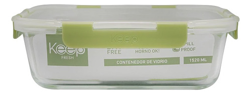 Hermetico Rectangular 1520ml Glass Keep Color Verde