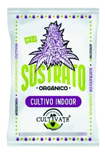 Sustrato Cultivate Indoor Orgánico 25 Litros Cultivo Indoor