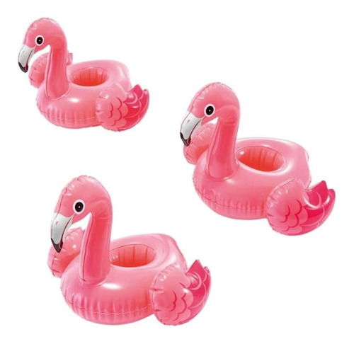 Inflable Para Alberca Piscina Portavasos Flamingo 3 Pz Intex Color Rosa
